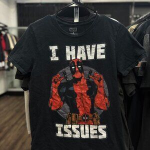 Vintage Marvel Deadpool “I Have Issues” T-Shirt Men’s Small | Black Comic Graphi